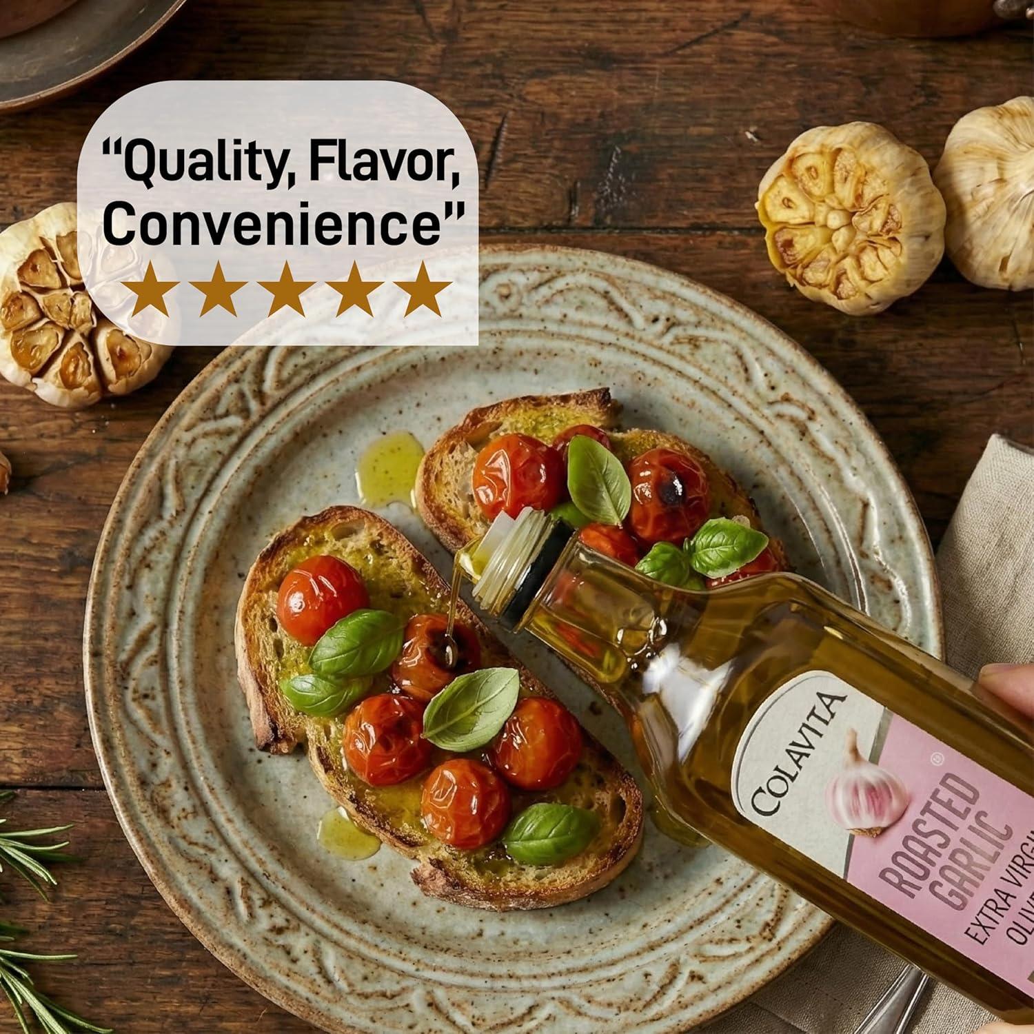 image:imageColavita Roasted Garlic Extra Virgin Olive Oil 32 Fl Oz Cold Pressed EVOO Infused with Natural Roasted Garlic Flavor for Cooking Dressings Marinades amp Dipping32 Fl Oz Pack of 1