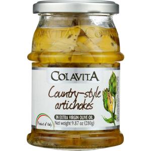 Colavita Marinated Vegetables – Artichoke Hearts in EVOO, 9.87oz Jar(Country-Style Artichokes)
